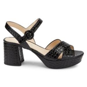 PRADA Croc-Embossed Leather Platform Sandals US Size 6.5/EU Size 36.5 Worn 1x